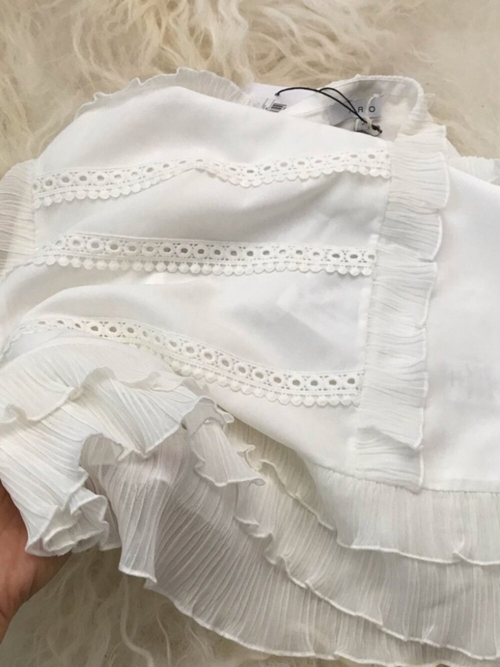 IRO Ruffled plissé gauze-trimmed crepe skirt 0946 - Picture 7 of 8